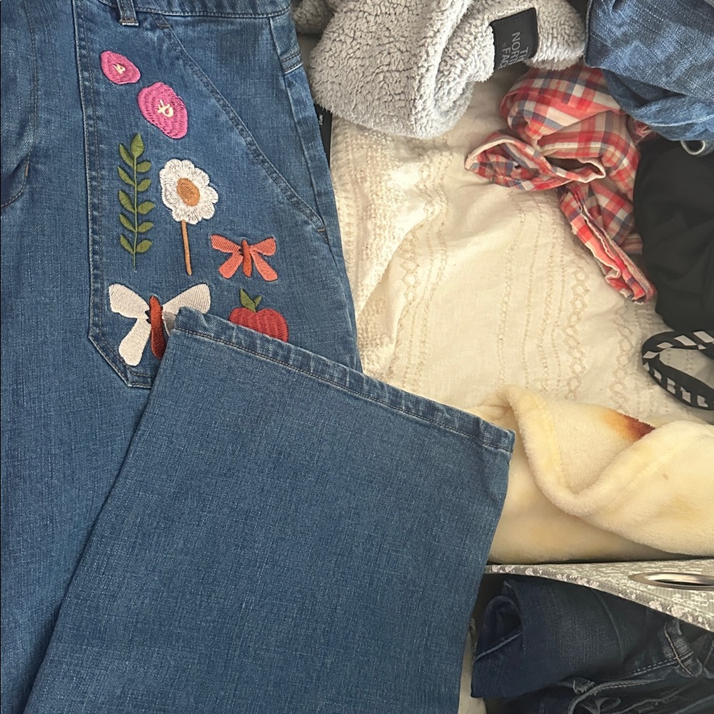ModCloth Princess Highway Splash of Nature Embroidered Jeans AU 14 - Picture 4 of 4